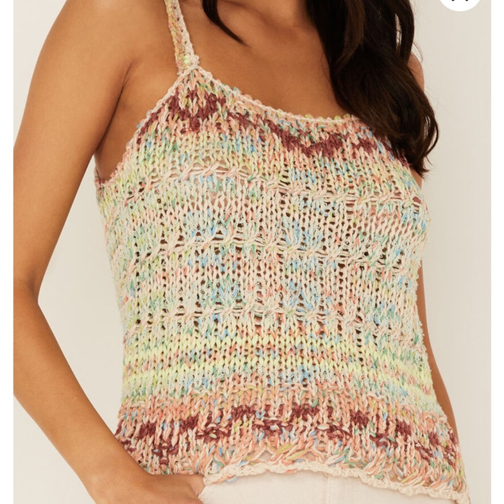Free People Palmetto Colorful Knit Tank Top sz large
